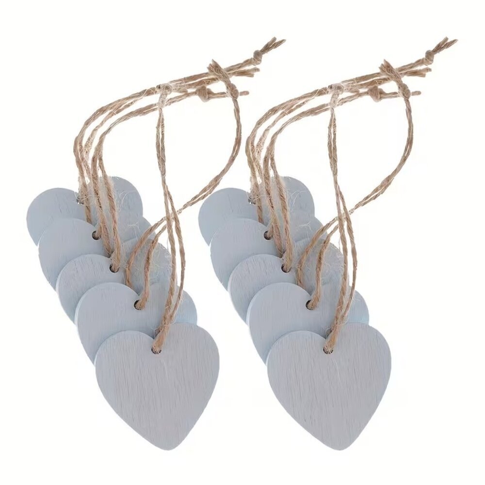 20pcs Mini Wooden Heart Ornaments with rope